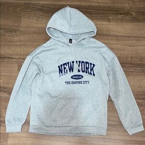 SHEIN Light Gray New York Hoodie